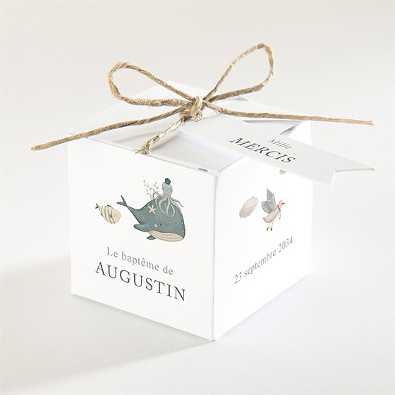 Boîte de dragées baptême farandole marine
