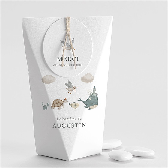 Boîte de dragées baptême farandole marine étui