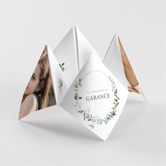 Faire-part communion Gravée au coeur origami réf.N330174