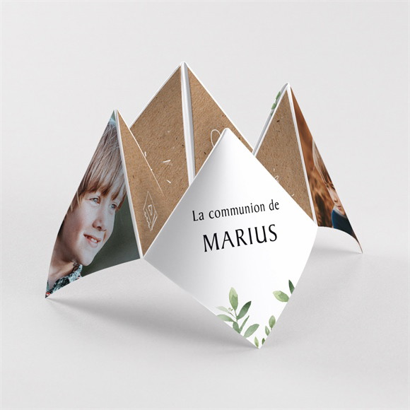 Faire-part communion Illustration végétale origami réf.N330175