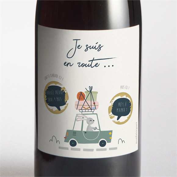 Étiquette bouteille annonce grossesse Je suis en route réf.N3002203