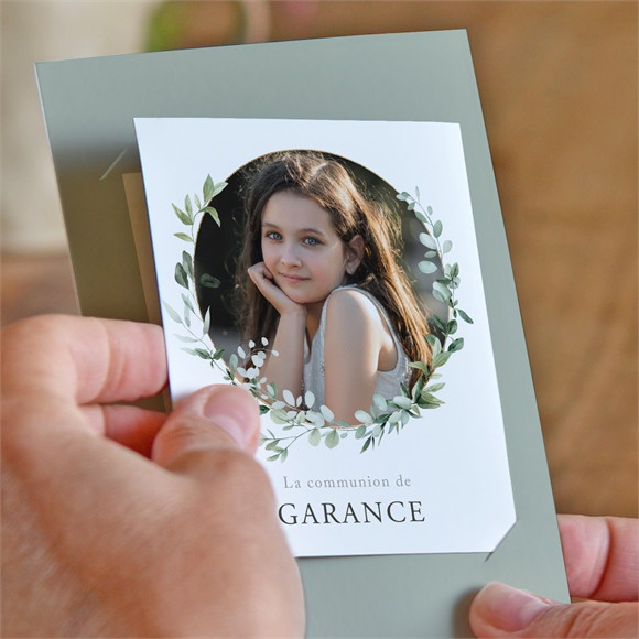 Faire-part communion Gravée au coeur duo réf.N23180