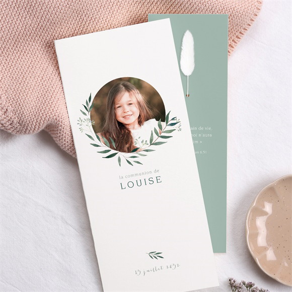 Faire-part communion Touche Champêtre fleur séchée réf.N981344