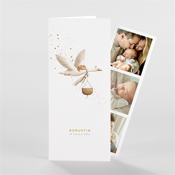 Faire-part naissance cigogne photomaton