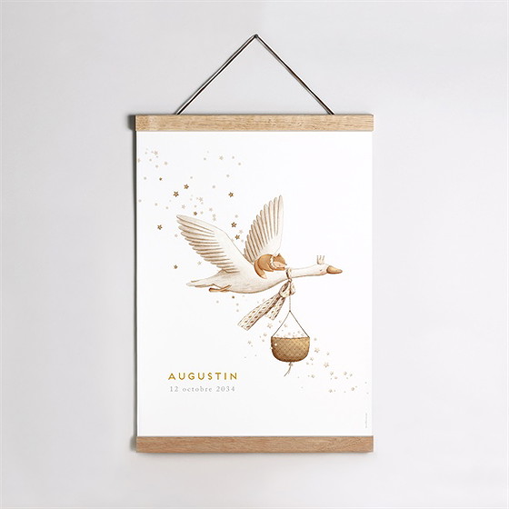 Affiche naissance cigogne