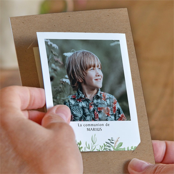 Faire-part communion Illustration végétale duo réf.N23181