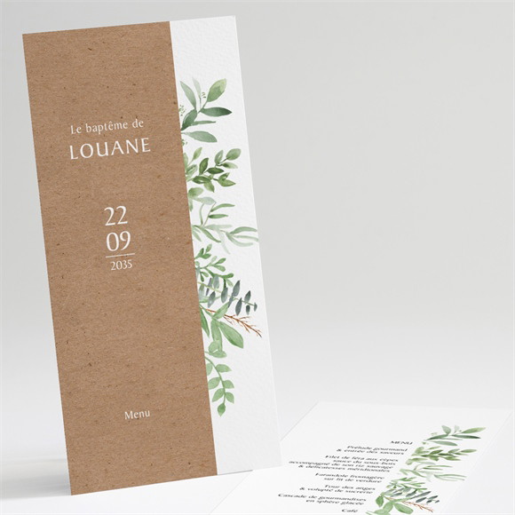 Menu baptême Kraft végétal réf.N221378