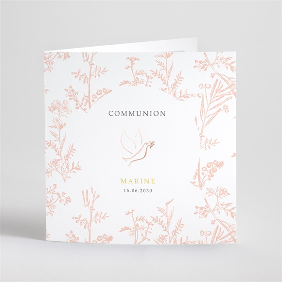 Faire-part communion Gravures végétales dorure réf.N461129