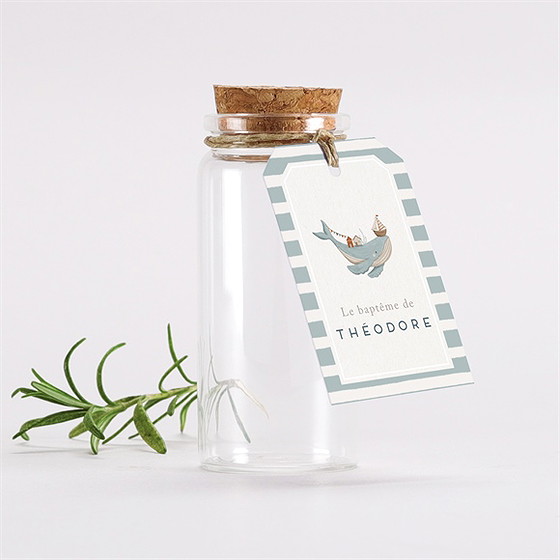 Mignonette baptême animaux marins étiquette