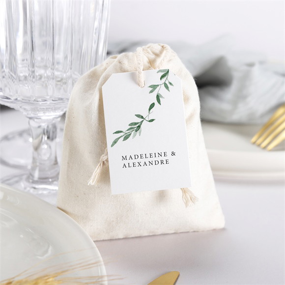 Boîte de dragées mariage A l'ombre de l'olivier pochon réf.N79105