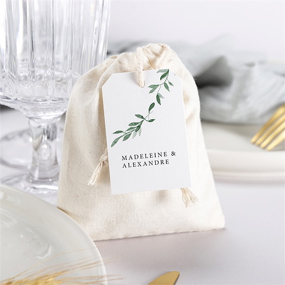 Boîte de dragées mariage a l'ombre de l'olivier pochon