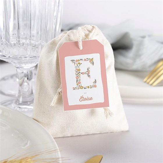 Boîte de dragées baptême initiales à motifs pochon