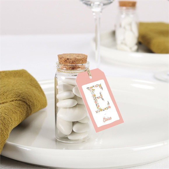 Boîte de dragées baptême Initiales à motifs mignonette réf.N79114