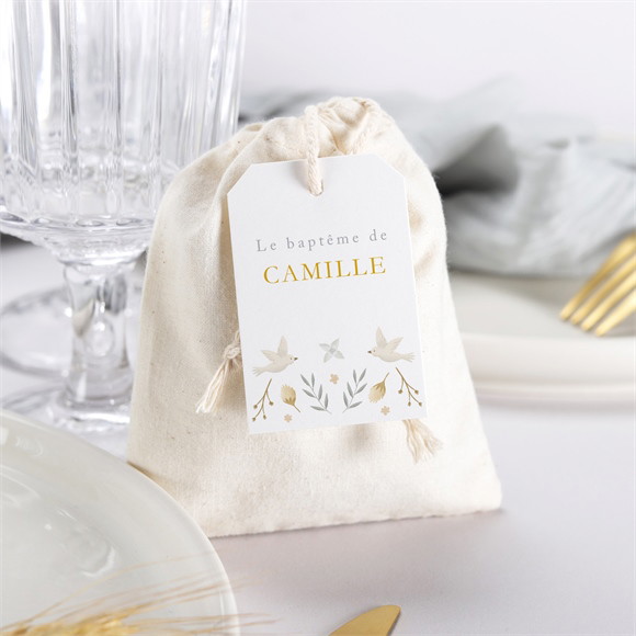 Boîte de dragées baptême Vers le Beau pochon réf.N79115