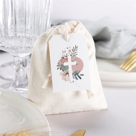 Boîte de dragées communion vraie joie pochon