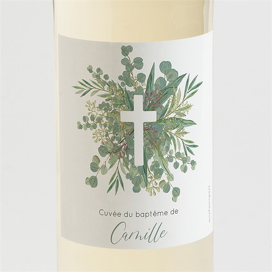Etiquette de bouteille baptême grâce