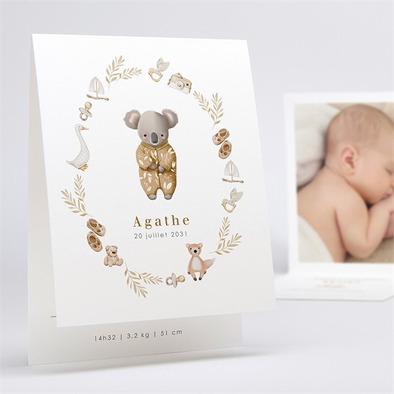 Faire-part naissance bébé koala