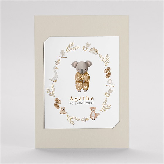 Faire-part naissance bébé koala duo