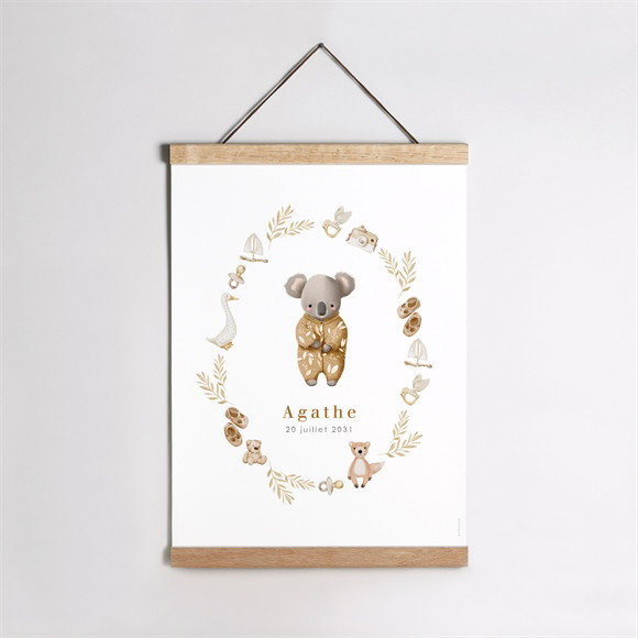 Affiche naissance Bébé koala réf.N260518