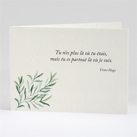 Remerciement décès Élégant branchage plié réf.N42166