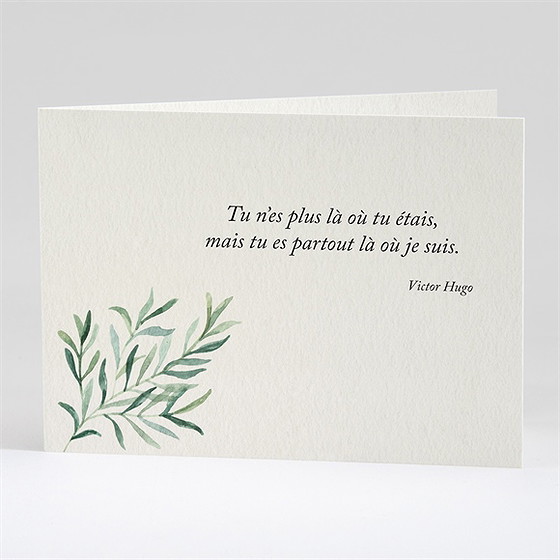 Remerciement décès élégant branchage plié