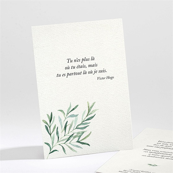 Remerciement décès élégant branchage portrait