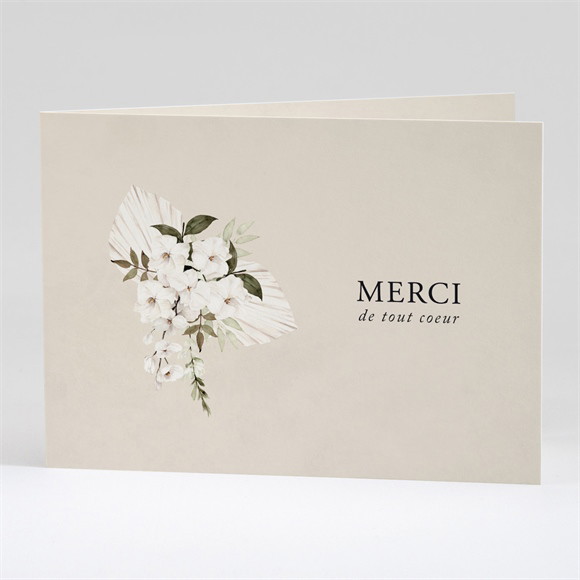 Remerciement décès Bouquet blanc plié réf.N42167