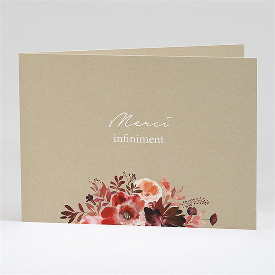 Remerciement décès fleurs automnales plié