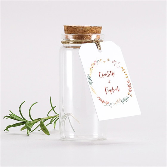 Boîte de dragées mariage terre de feu mignonette