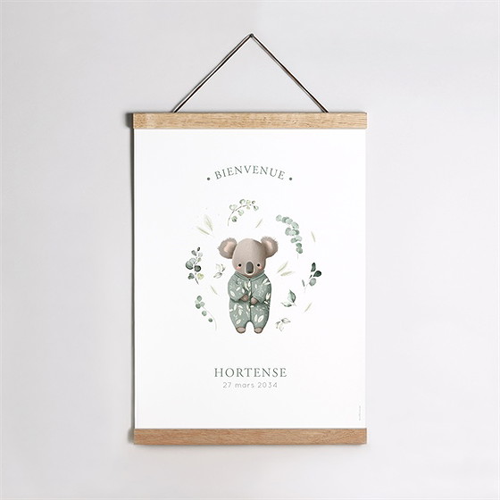 Affiche naissance koala jungle