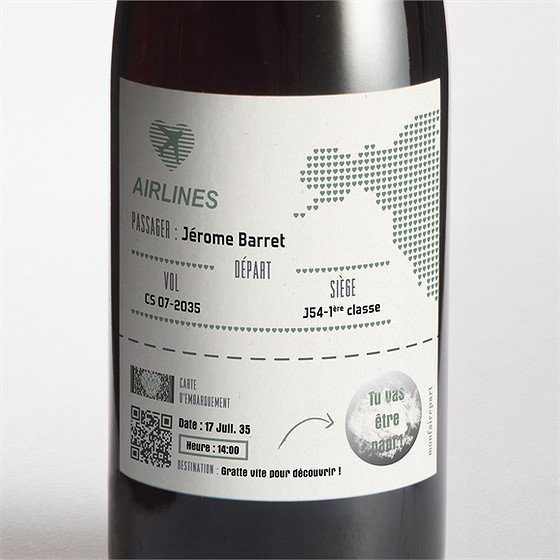 Étiquette bouteille annonce grossesse billet à gratter