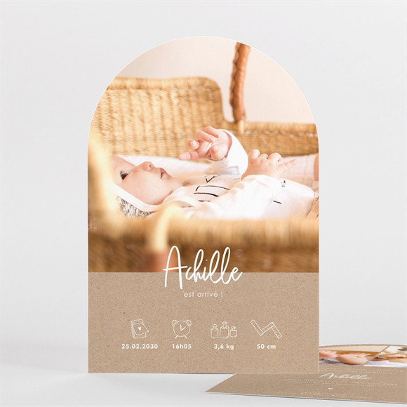 Faire-part naissance Kraft garçon arche réf.N27179