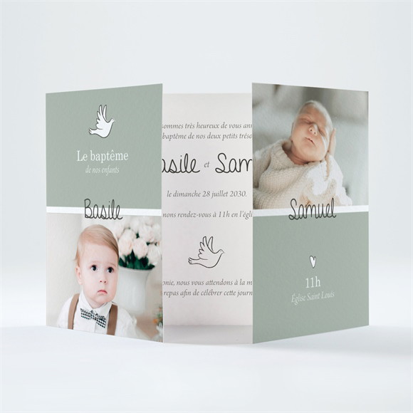 Faire-part de baptême Petits frères réf.N701142