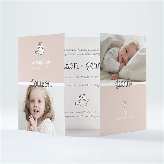 Faire-part de baptême petites soeurs
