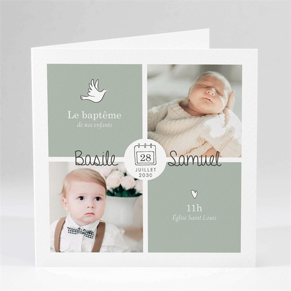 Faire-part de baptême Petits frères plié réf.N451663