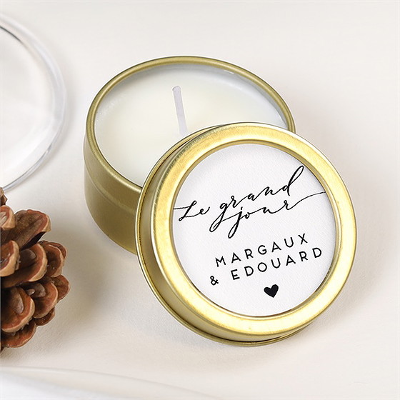Bougie mariage classique photo or
