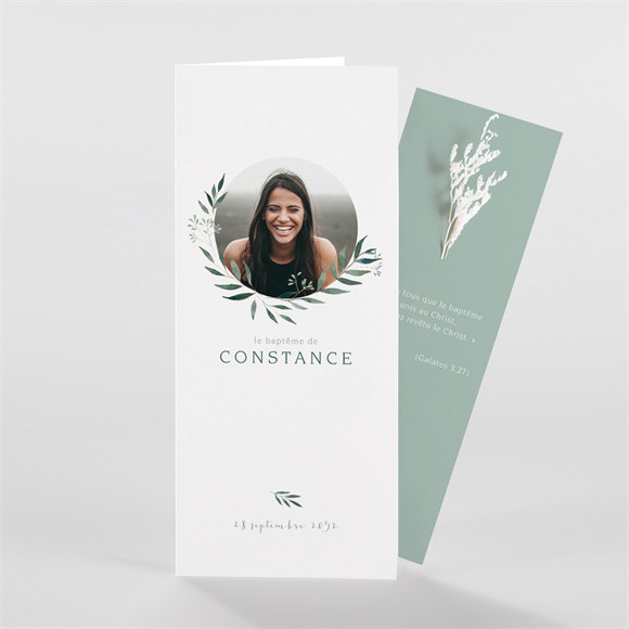 Faire-part de baptême Adulte fleur séchée réf.N981355