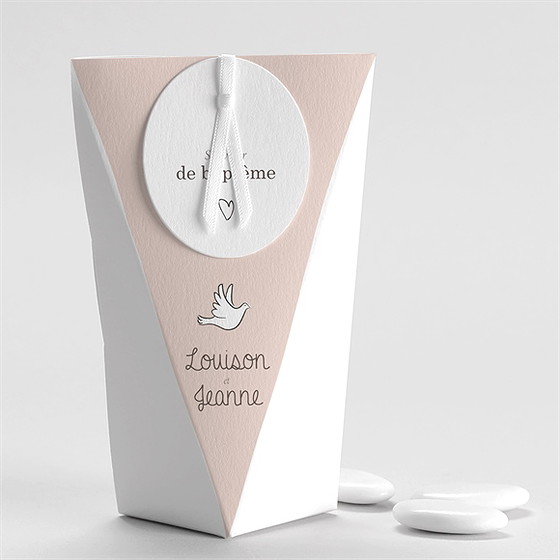 Boîte de dragées baptême petites soeurs étui