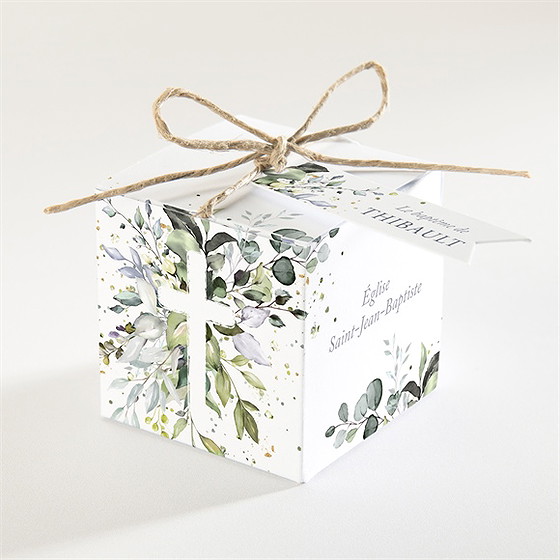 Boîte de dragées baptême adulte religieux