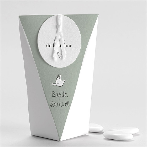 Boîte de dragées baptême petits frères étui