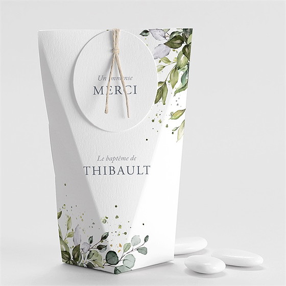 Boîte de dragées baptême adulte religieux étui