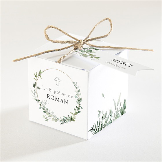 Boîte de dragées baptême adulte végétal