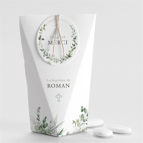 Boîte de dragées baptême Adulte végétal étui réf.N520437