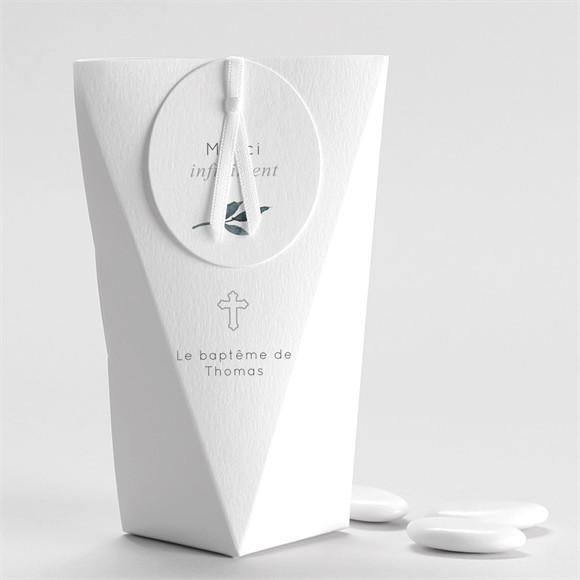 Boîte de dragées baptême Adulte eucalyptus étui réf.N520438
