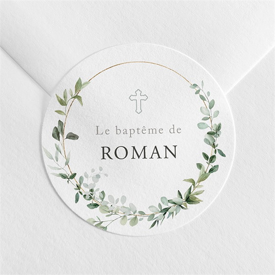 Sticker baptême adulte végétal