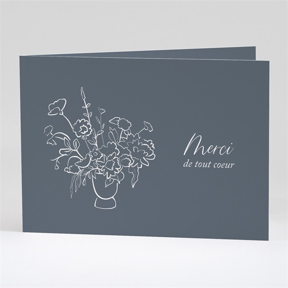 Remerciement décès Bouquet floral plié réf.N42176