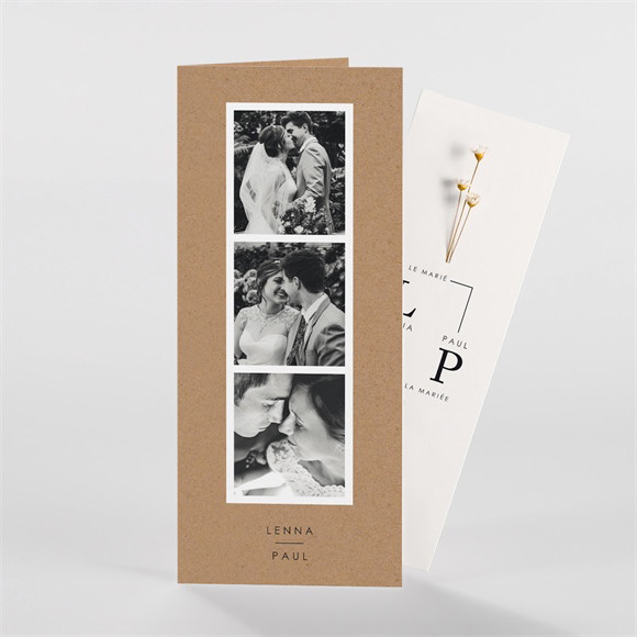 Remerciement mariage Liés photomaton fleur séchée réf.N981359