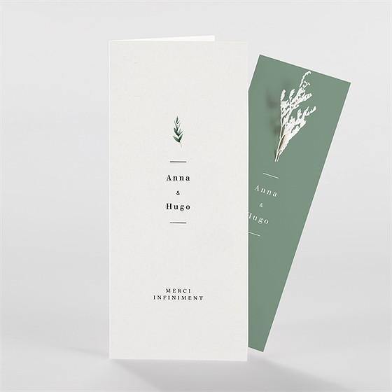 Remerciement mariage emeraude fleur séchée