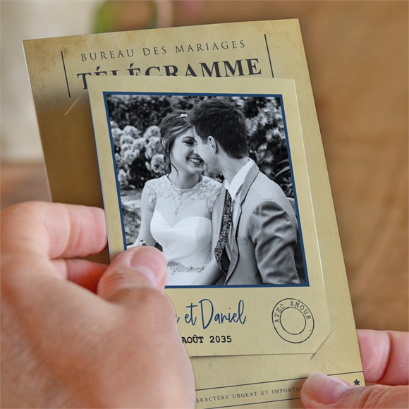Remerciement mariage Notre Télégramme duo réf.N23197