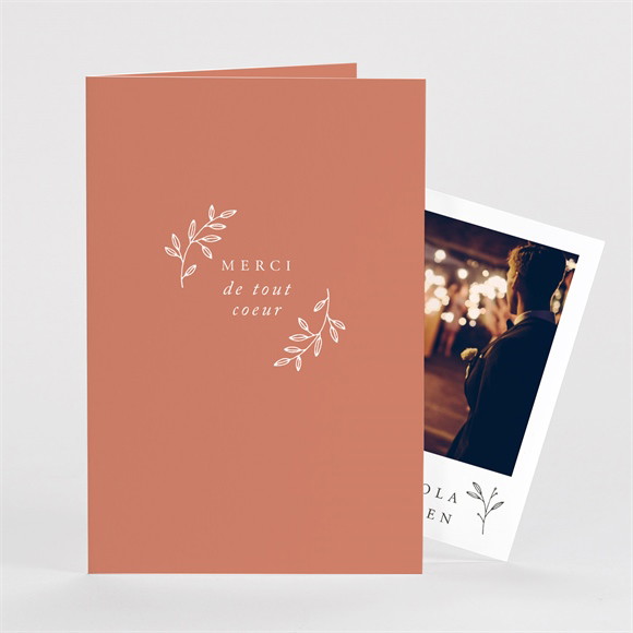Remerciement mariage Douce Terracotta plié duo réf.N63103
